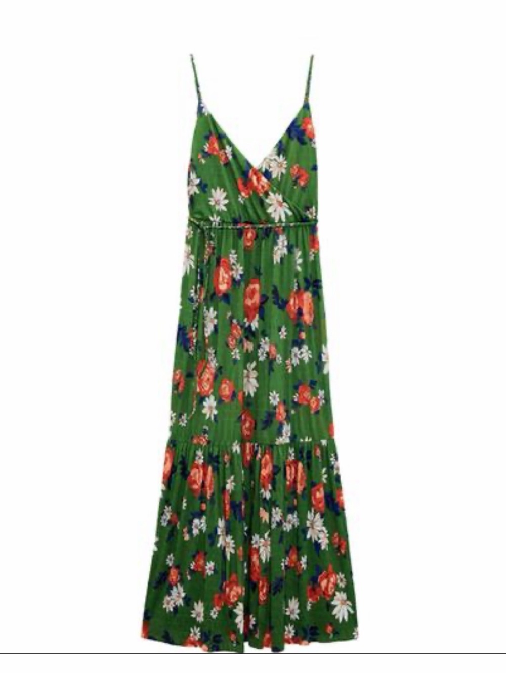 Zara maxi dress green with flowers